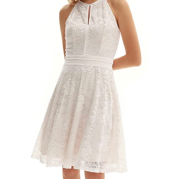 Kate Kasin Lace Cocktail Dresses for Women A-Line Keyhole Short Formal Dress - Picture 8 of 12